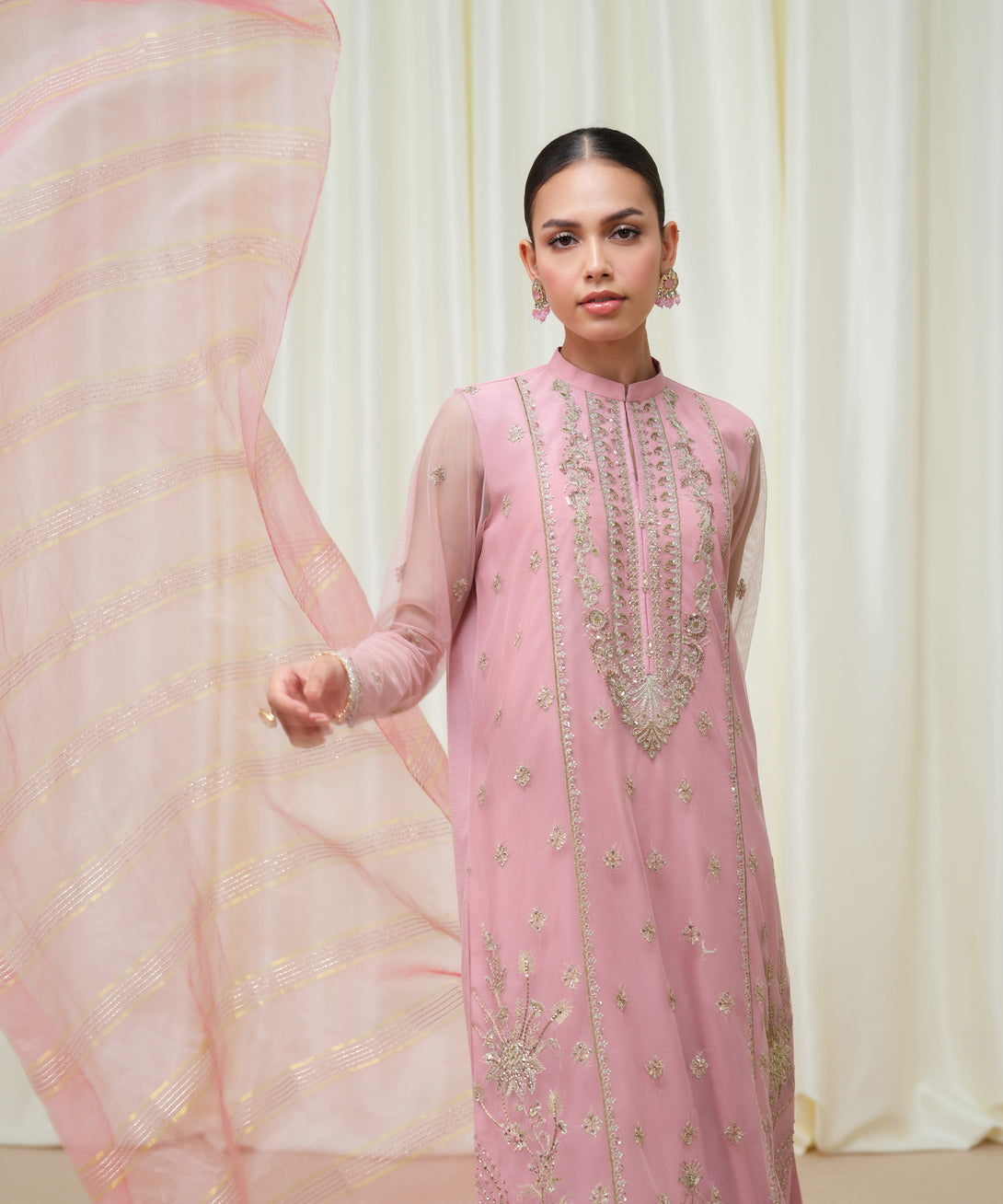 Women's Unstitched Blended Net Dyed Three Piece Suit