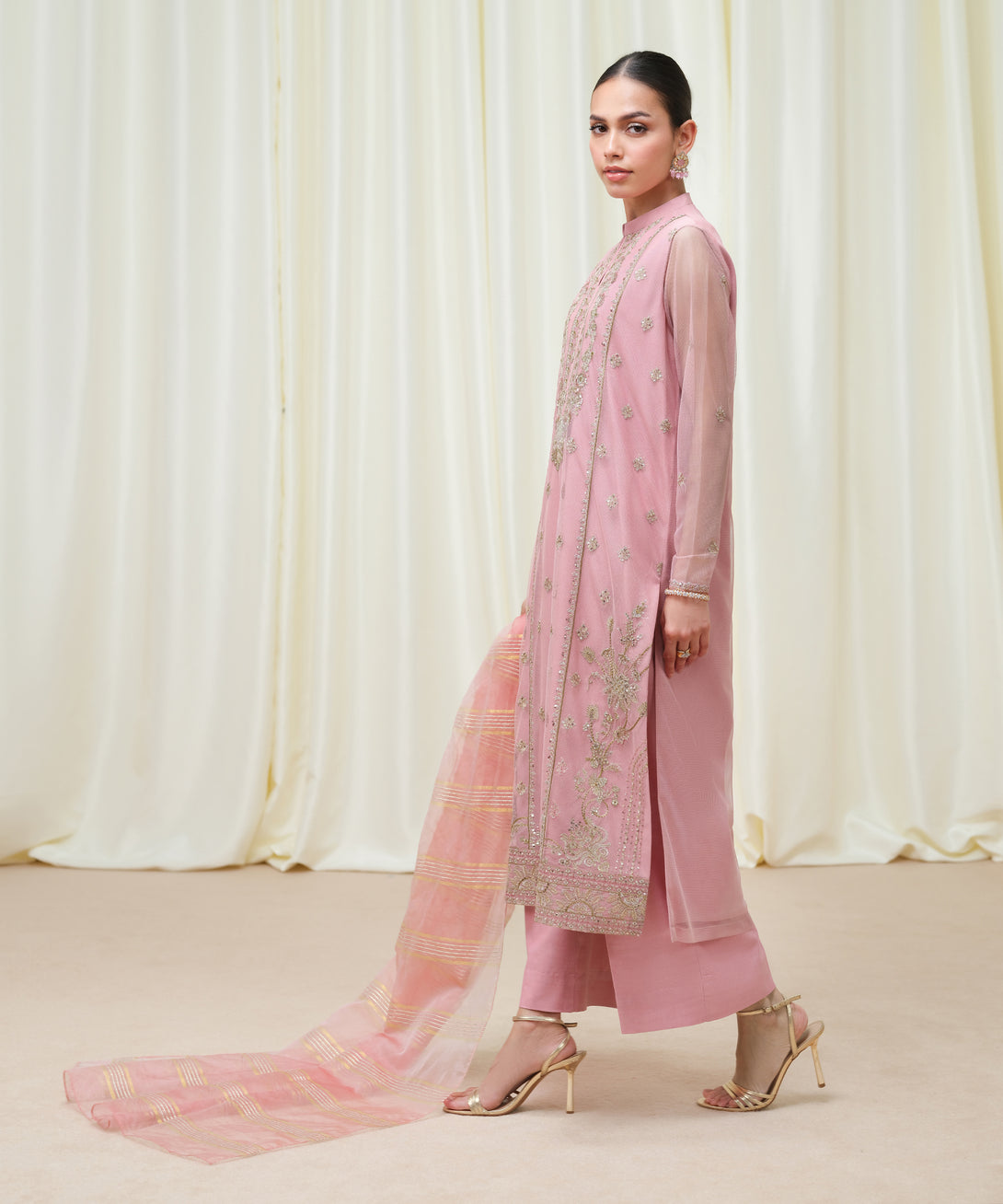 Women's Unstitched Blended Net Dyed Three Piece Suit