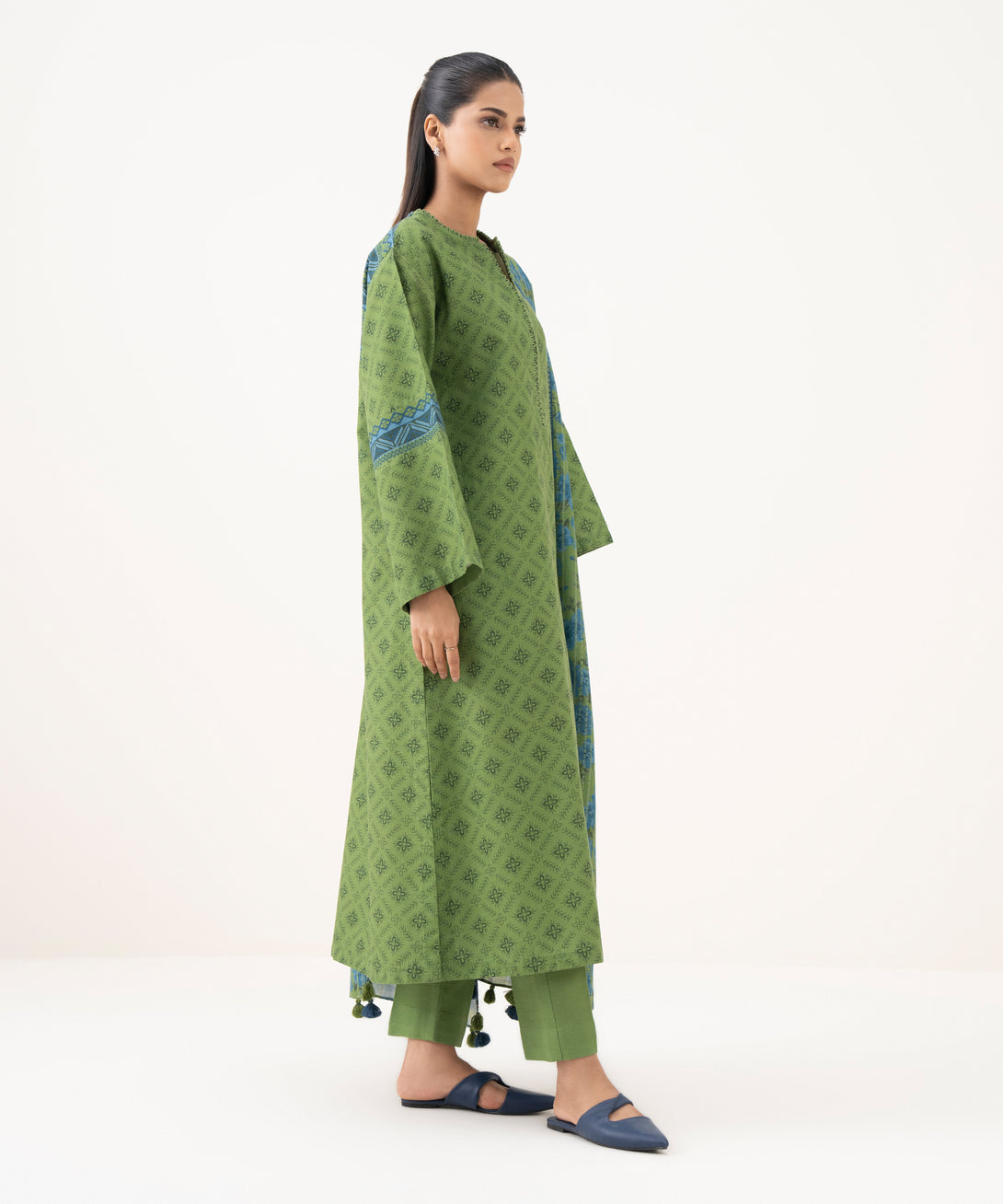 Women's Unstitched Light Khaddar Printed Multi Three Piece Suit