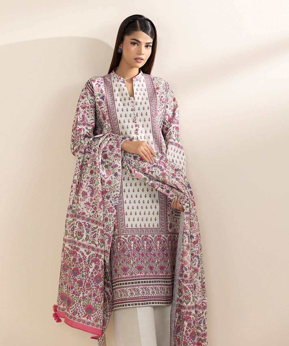 Women's Pret Khaddar Multi Printed 3 Piece Suit