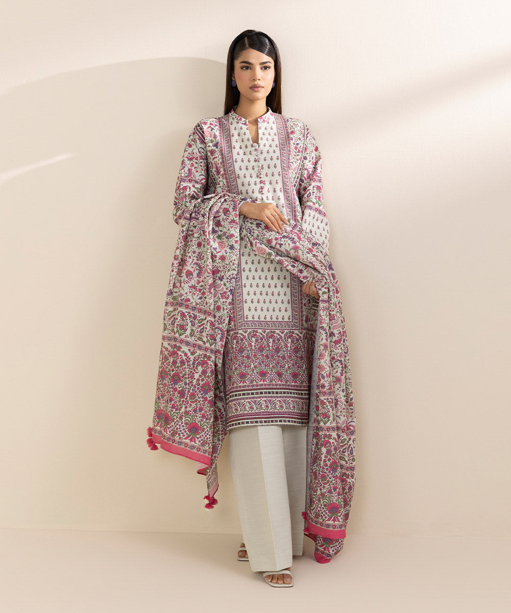 Women's Pret Khaddar Multi Printed 3 Piece Suit