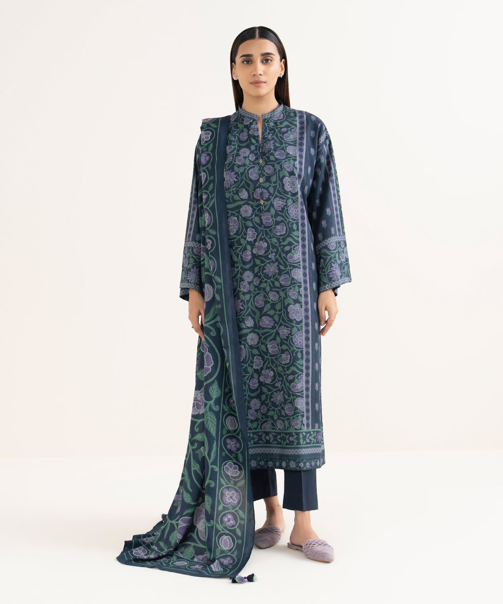 3 Piece - Printed Linen  Suit