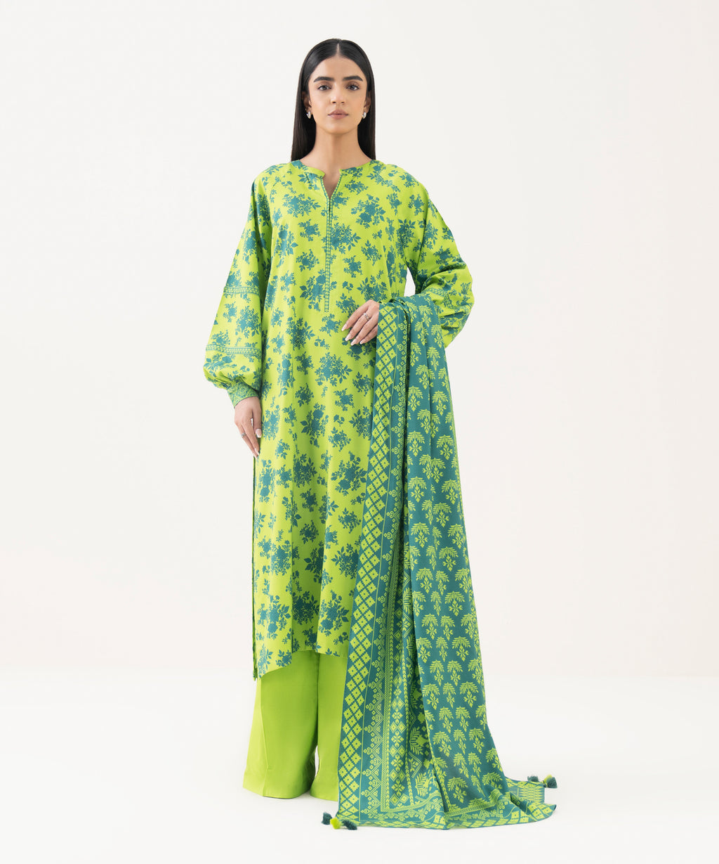 3 Piece - Printed Linen  Suit