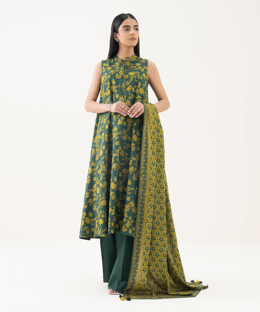 3 Piece - Printed Linen  Suit