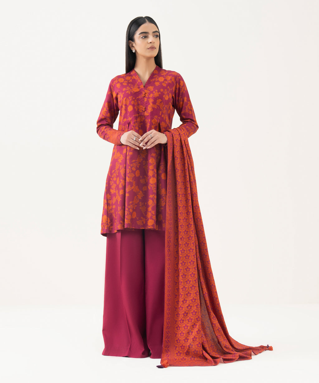 3 Piece - Printed Linen  Suit