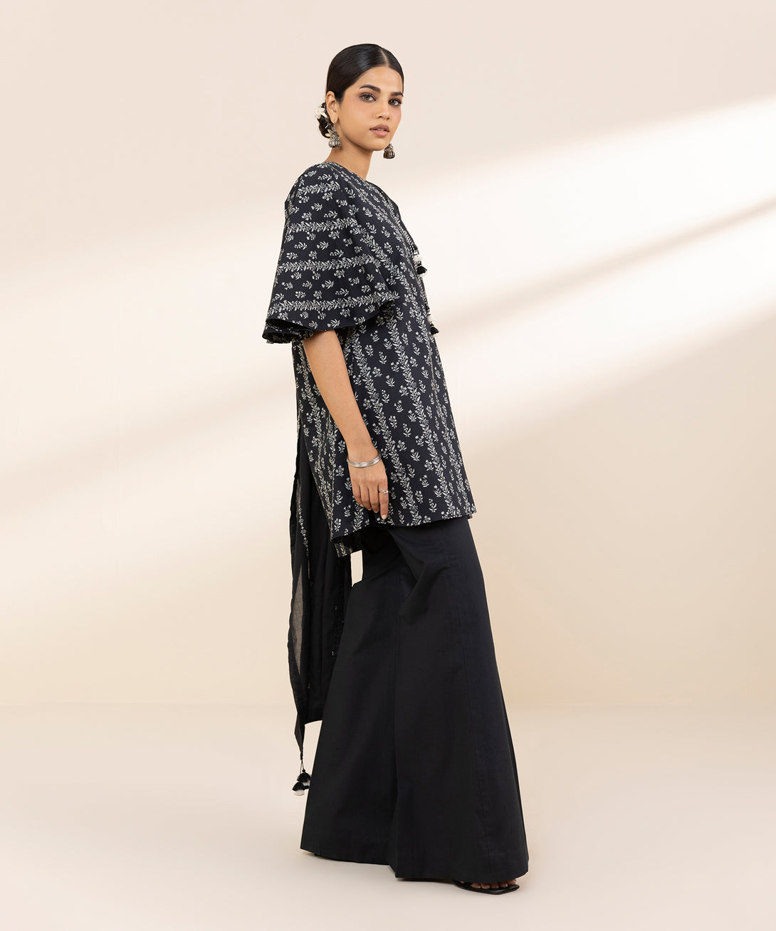 Women's Unstitched Lawn Embroidered Black 3 Piece Suit