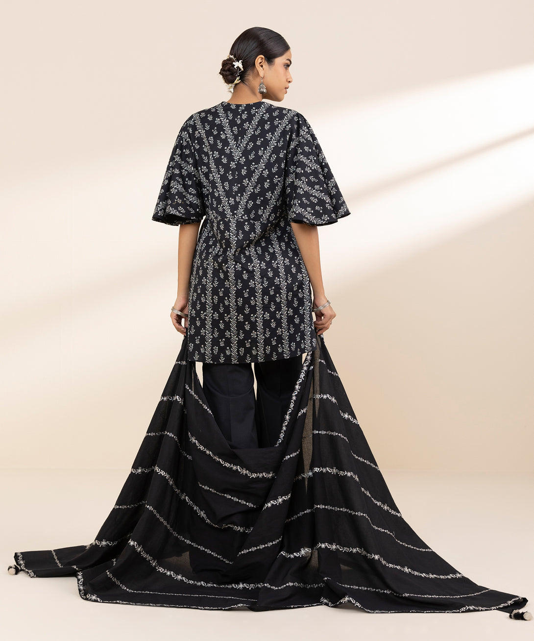Women's Unstitched Lawn Embroidered Black 3 Piece Suit