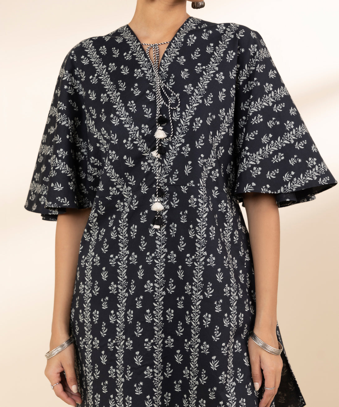 Women's Unstitched Lawn Embroidered Black 3 Piece Suit