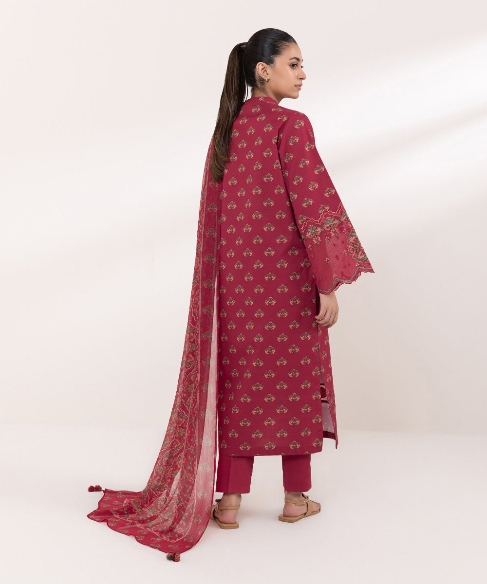 Blended Chiffon Pink Printed Dupatta