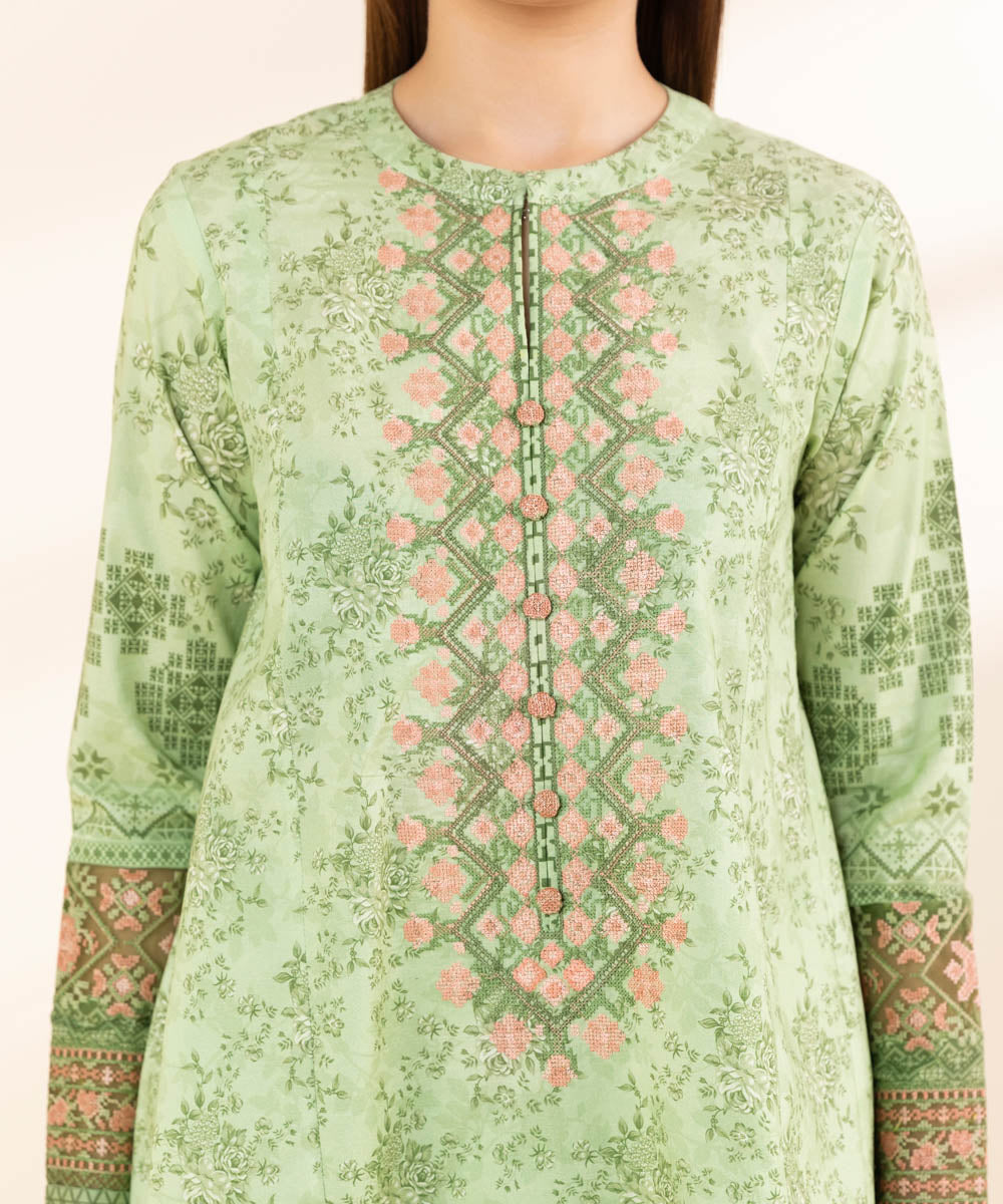 Women's Unstitched Green Lawn 3 Piece Suit 