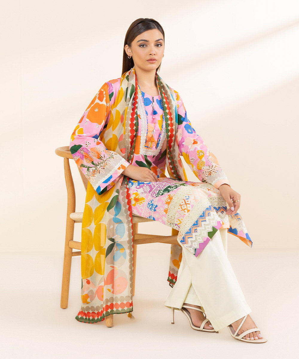 Women's Unstitched Multi Lawn 3 Piece Suit 