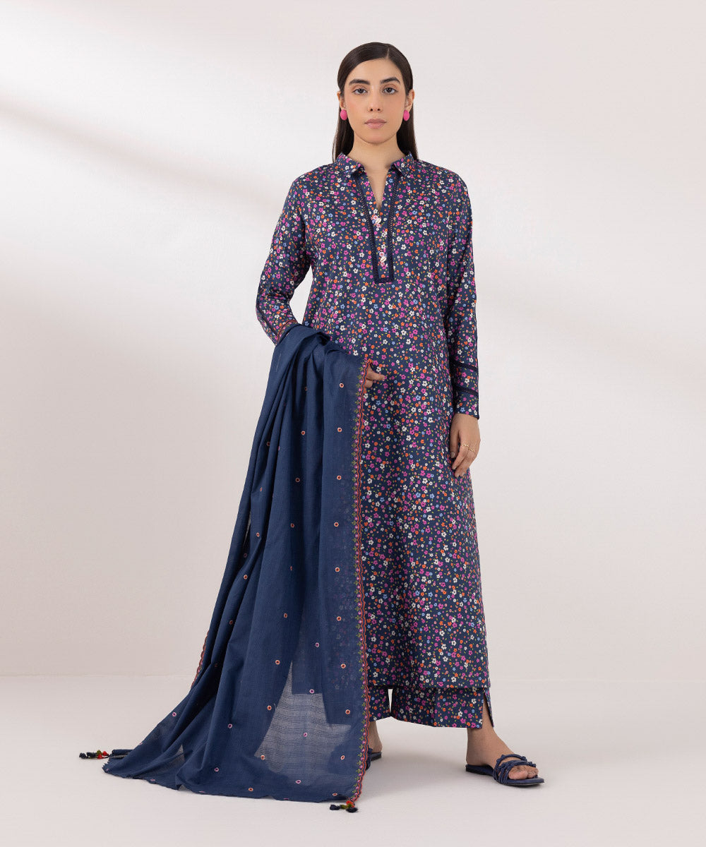 Women's Lawn Embroidered Multi Unstitched 3 Piece Suit