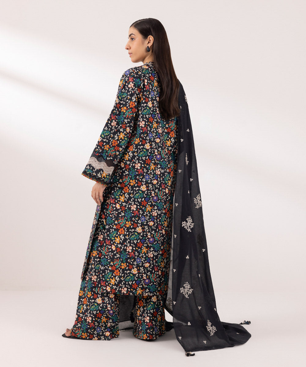 Fine Voile Black Embroidered Dupatta