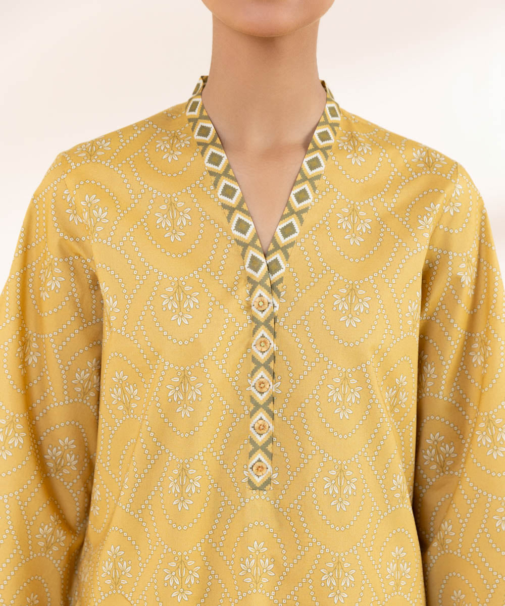 Women's Unstitched Lawn Embroidered Yellow 3 Piece Suit