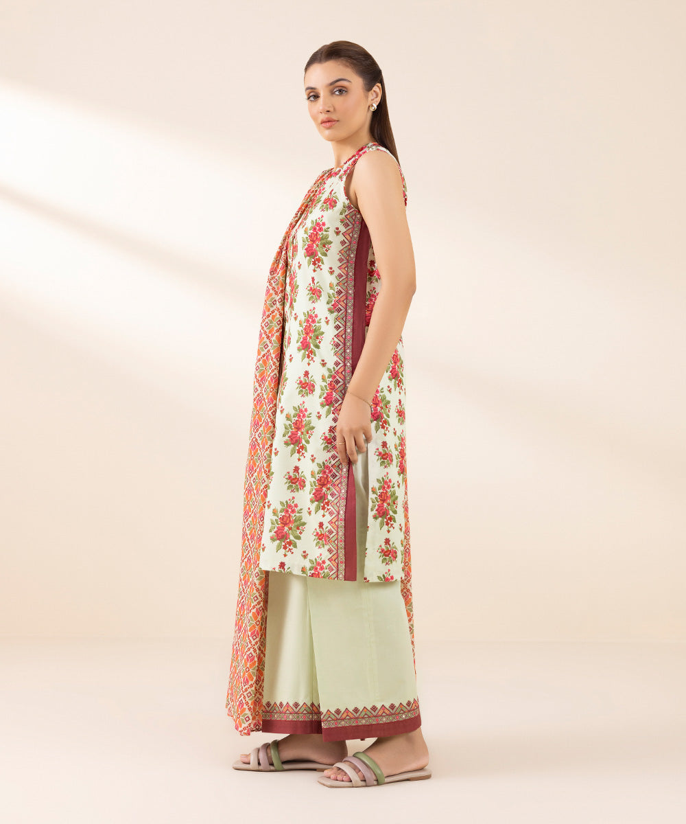 Women's Unstitched Lawn Embroidered Multi 3 Piece Suit