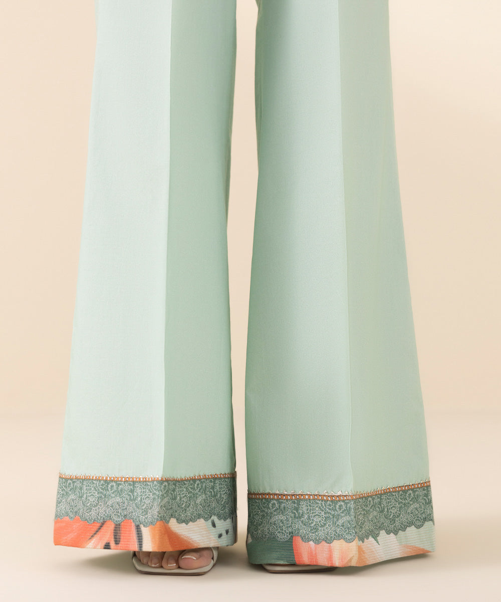 Unstitched Women's Green Zari Lawn 3 Piece Suit