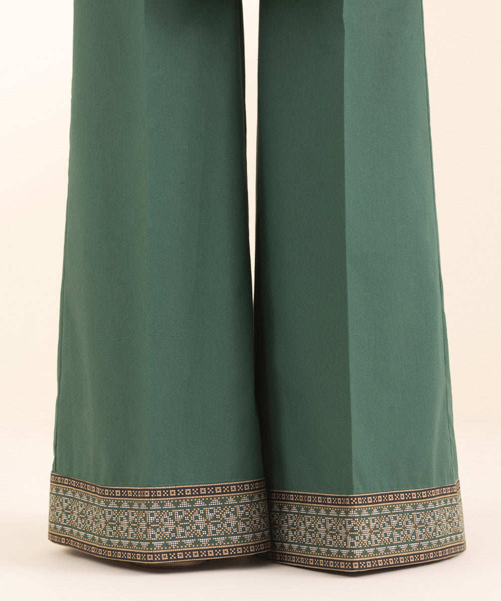 Unstitched Women's Embroidered Lawn Green 3 Piece Suit