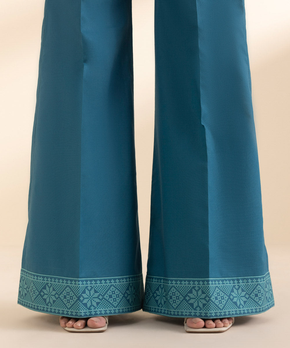 Unstitched Women's Embroidered Lawn Blue 3 Piece Suit