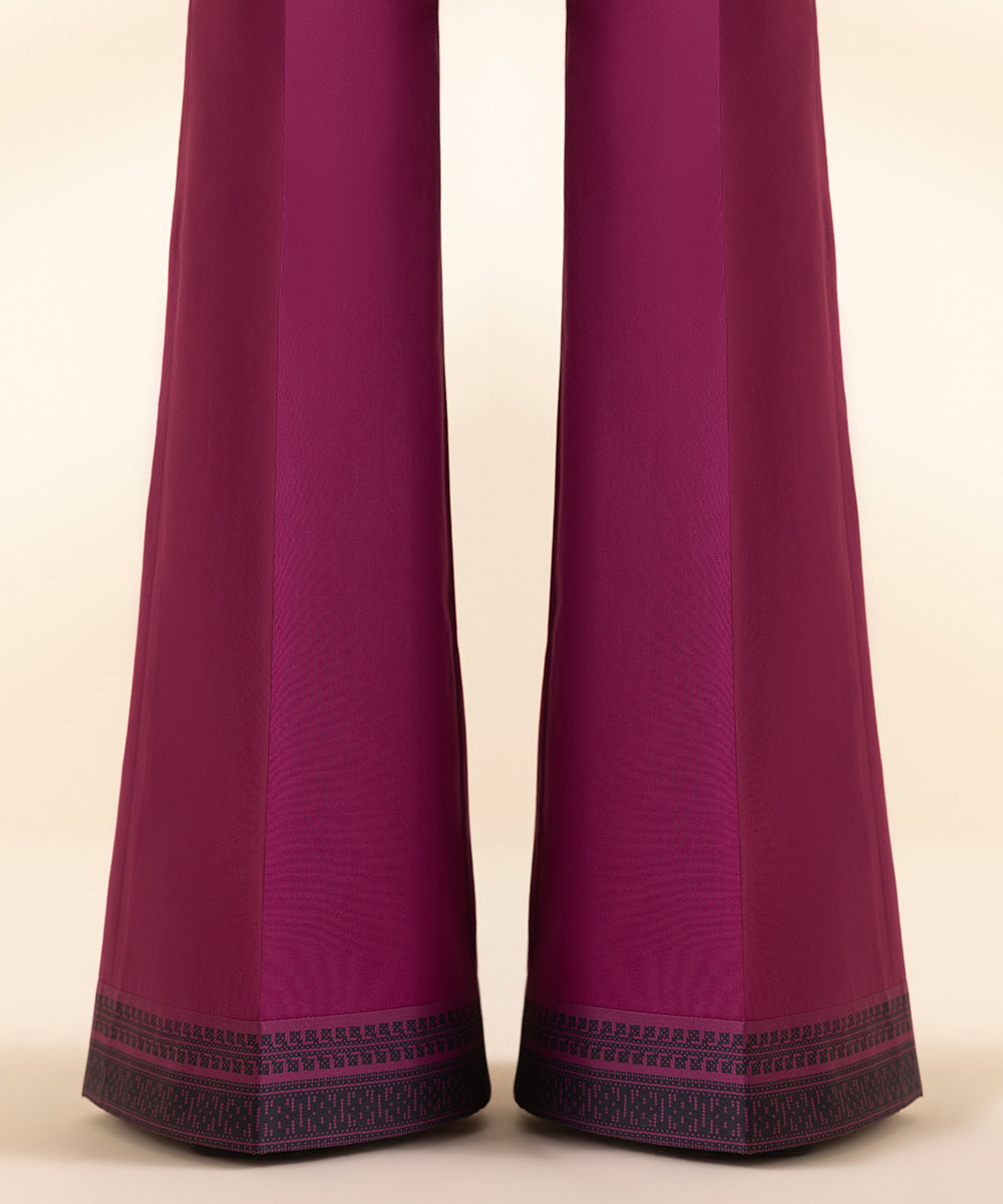 Unstitched Women's Embroidered Lawn Purple 3 Piece Suit