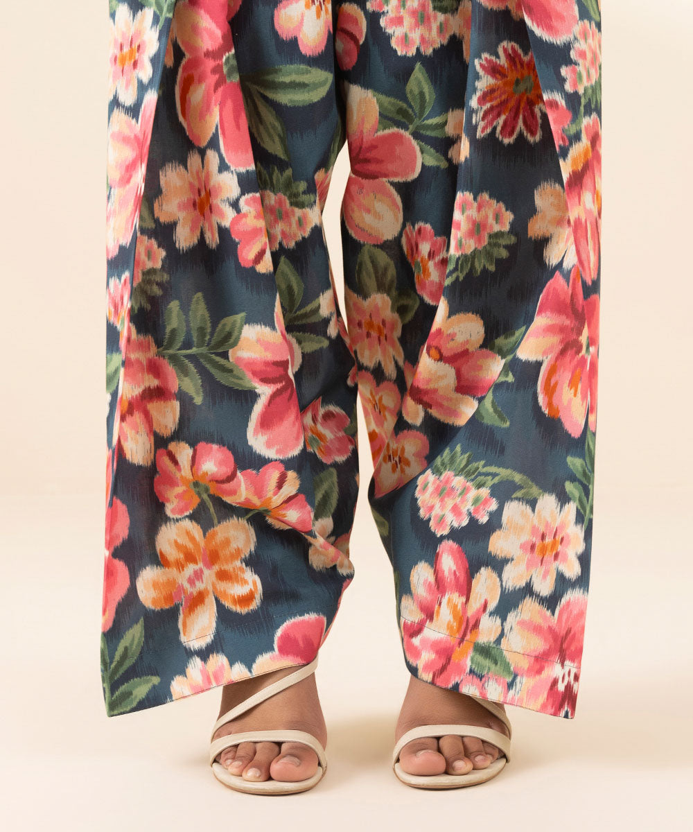 Unstitched Women's Blue Lawn Embroidered Shirt Trousers