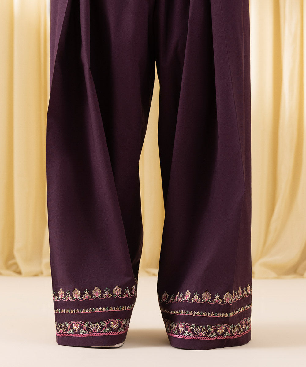 Unstitched Women's Purple Textured Lawn 3 Piece Suit