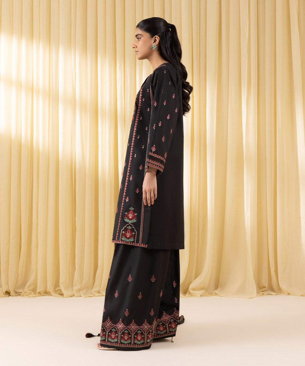 Unstitched Women's Black Textured Lawn 3 Piece Suit