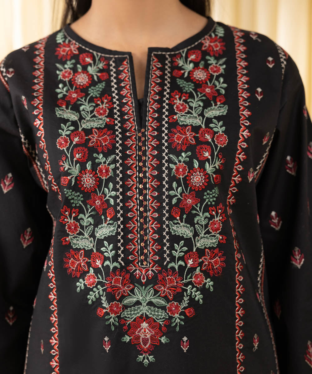 Unstitched Women's Black Textured Lawn 3 Piece Suit