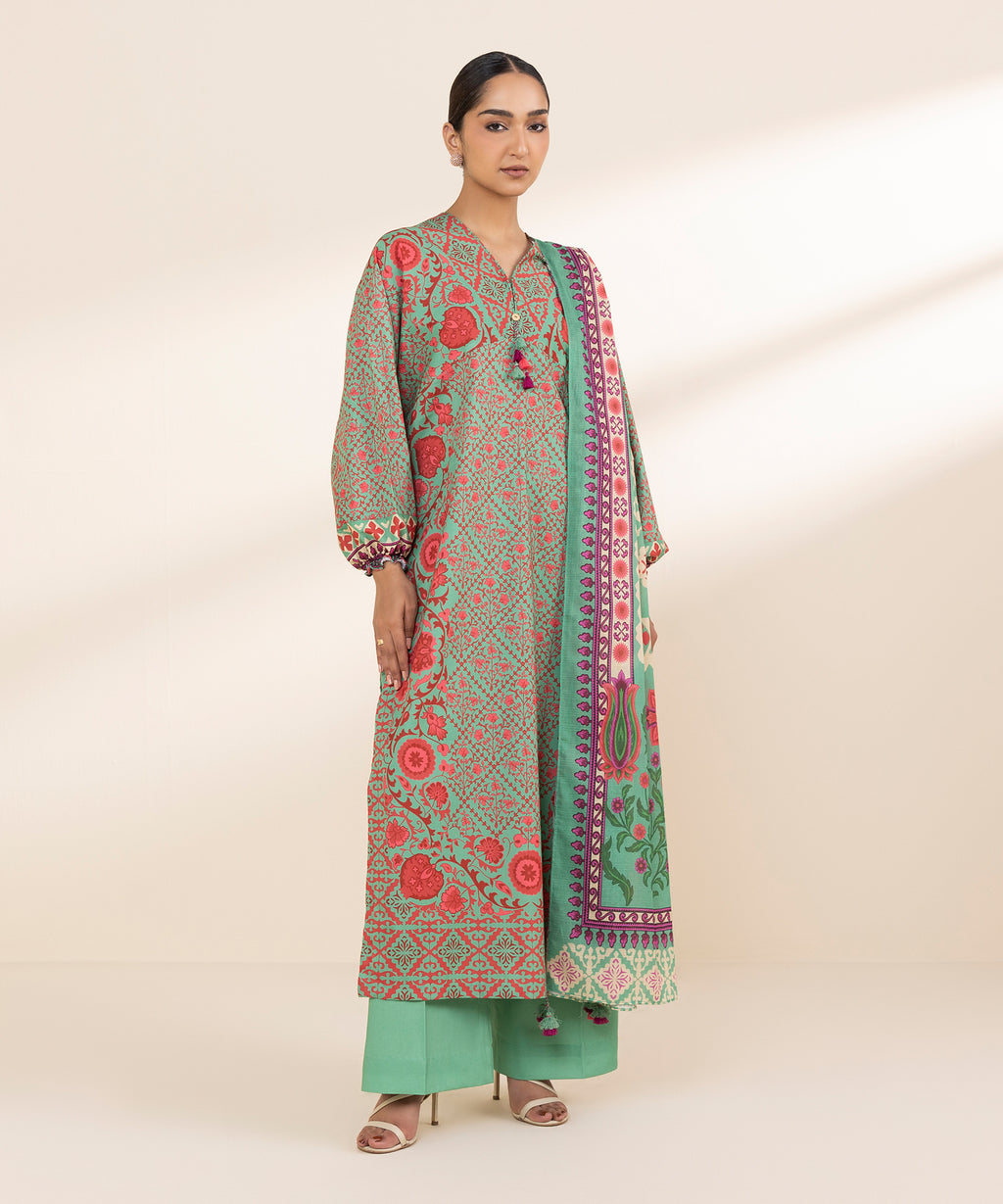 Women's Unstitched Lawn Printed Multi 3 Piece Suit