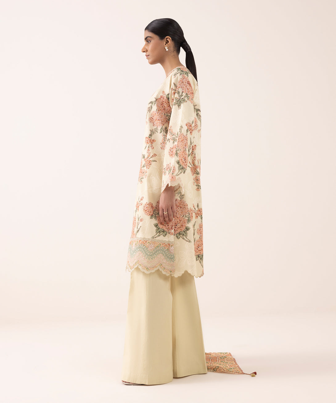 Women's Unstitched Lawn Embroidered Multi 3 Piece Suit