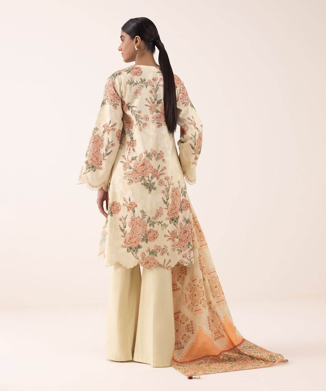 Women's Unstitched Lawn Embroidered Multi 3 Piece Suit
