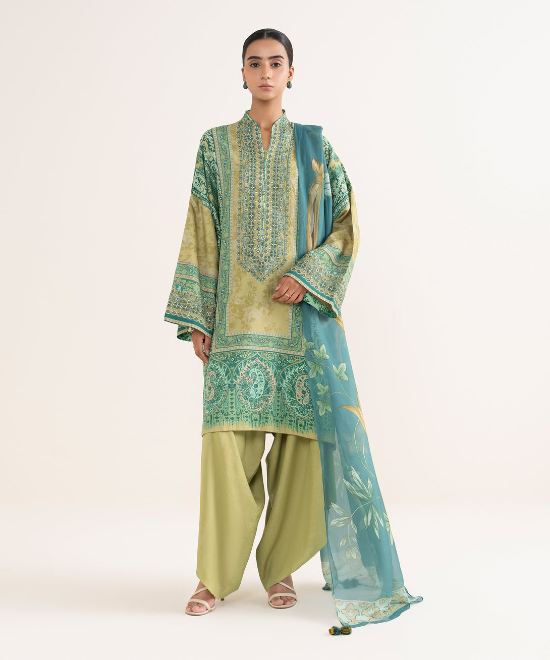 Women's Unstitched Lawn Embroidered Multi Three Piece Suit