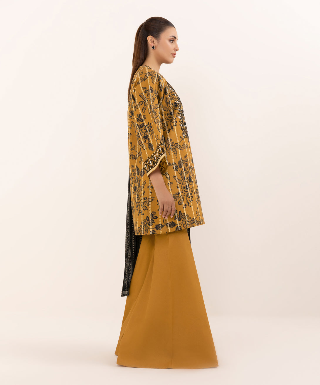 Women's Unstitched Cotton Embroidered Multi Three Piece Suit