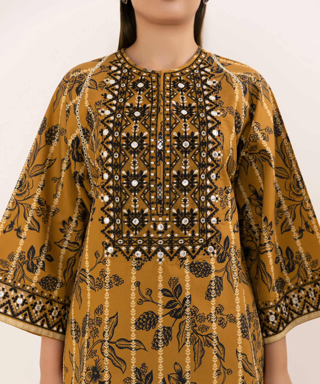 Women's Unstitched Cotton Embroidered Multi Three Piece Suit