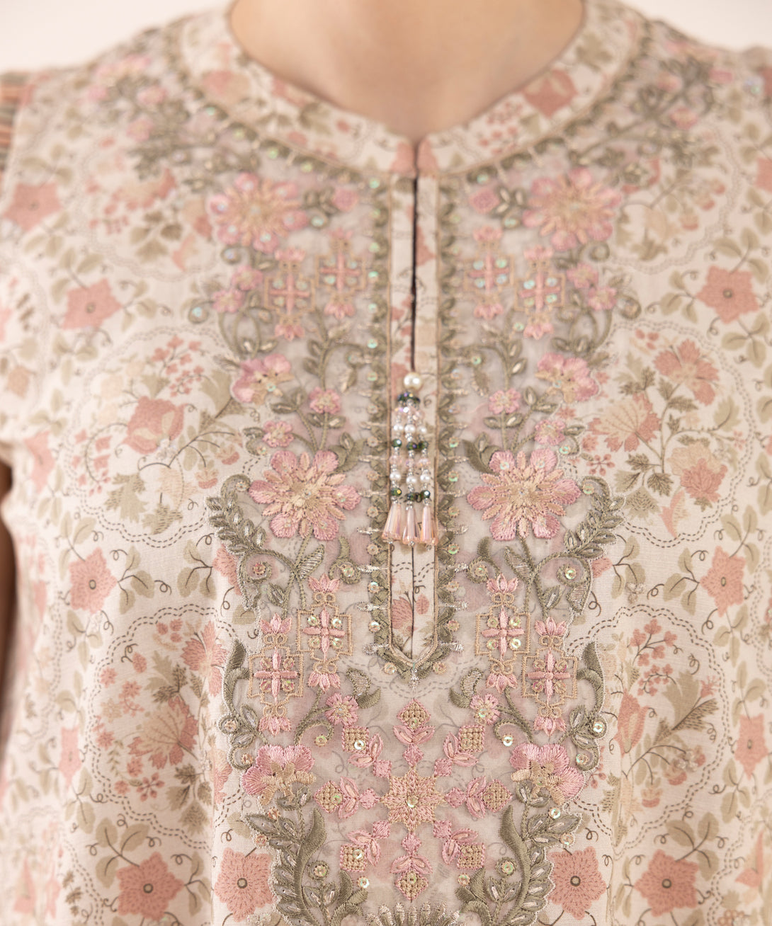 Women's Unstitched Cotton Embroidered Multi Three Piece Suit