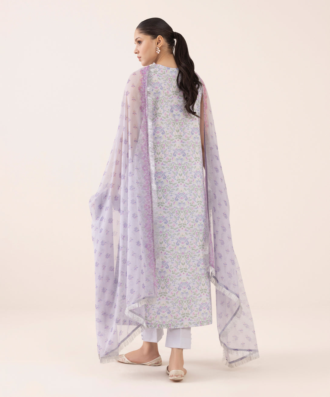 Women's Unstitched Cotton Embroidered Grey Three Piece Suit
