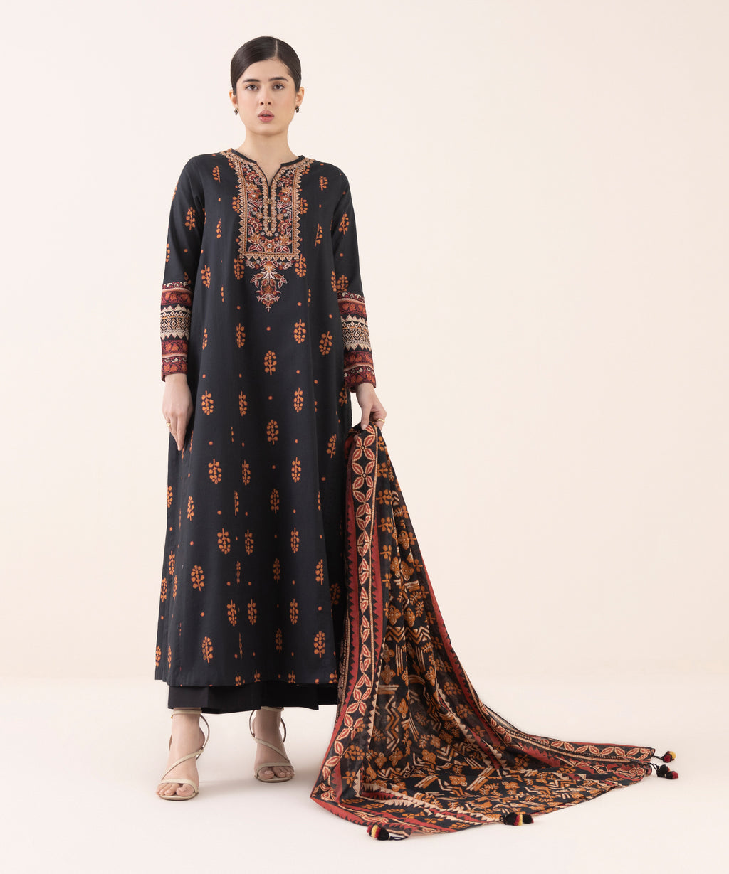 Women's Unstitched Lawn Embroidered Multi Three Piece Suit