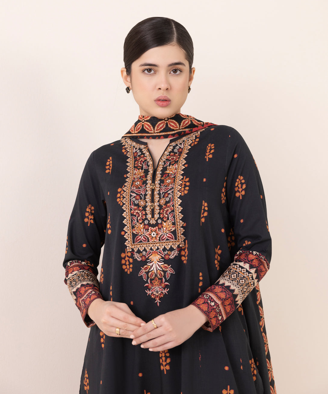 Women's Unstitched Lawn Embroidered Multi Three Piece Suit
