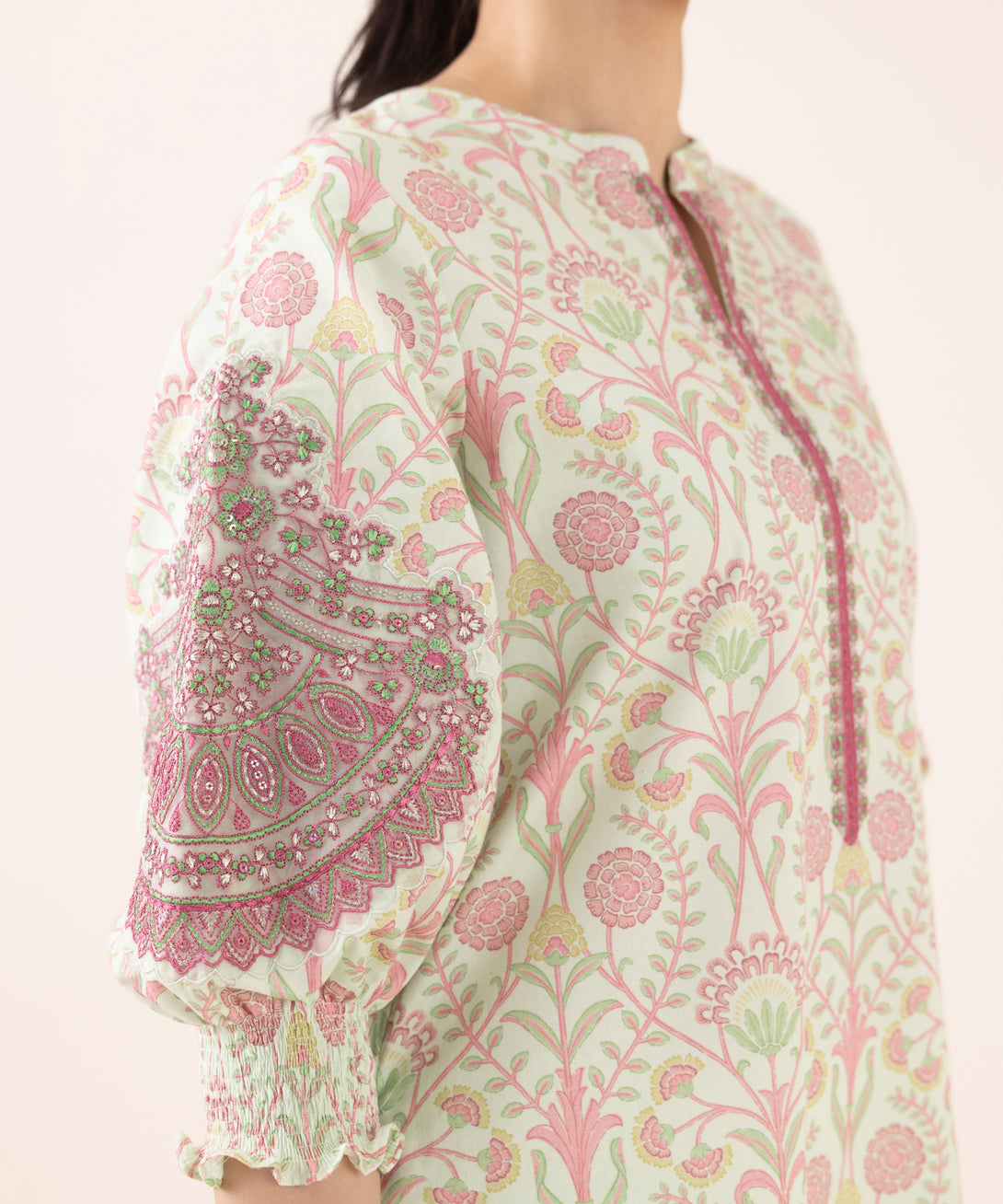 Women's Unstitched Cotton Embroidered Multi Three Piece Suit