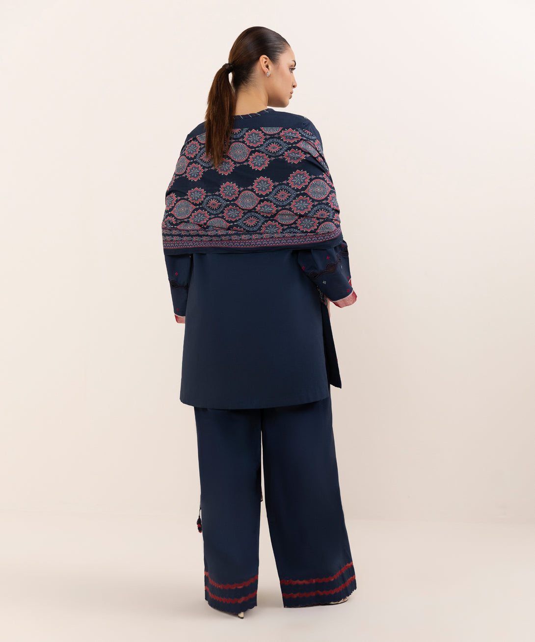 Women's Unstitched Lawn Embroidered Blue Three Piece Suit