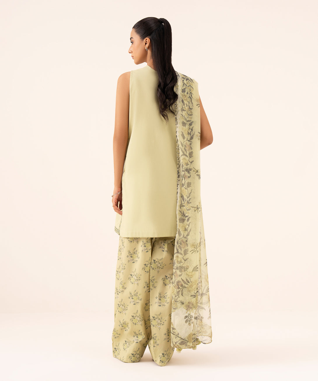 Women's Unstitched Cotton Viscose Embroidered Green 3 Piece Suit