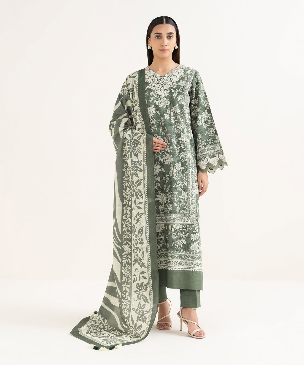 3 Piece - Embroidered Khaddar  Suit