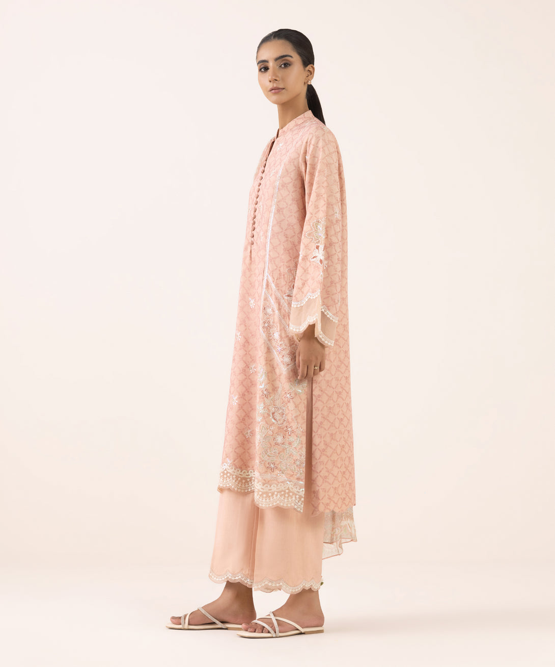 Women's Unstitched Linen Jacquard Dyed Three Piece Suit