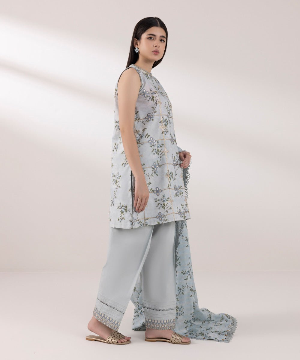 Women's Pret Cambric Embroidered Blue Shalwar