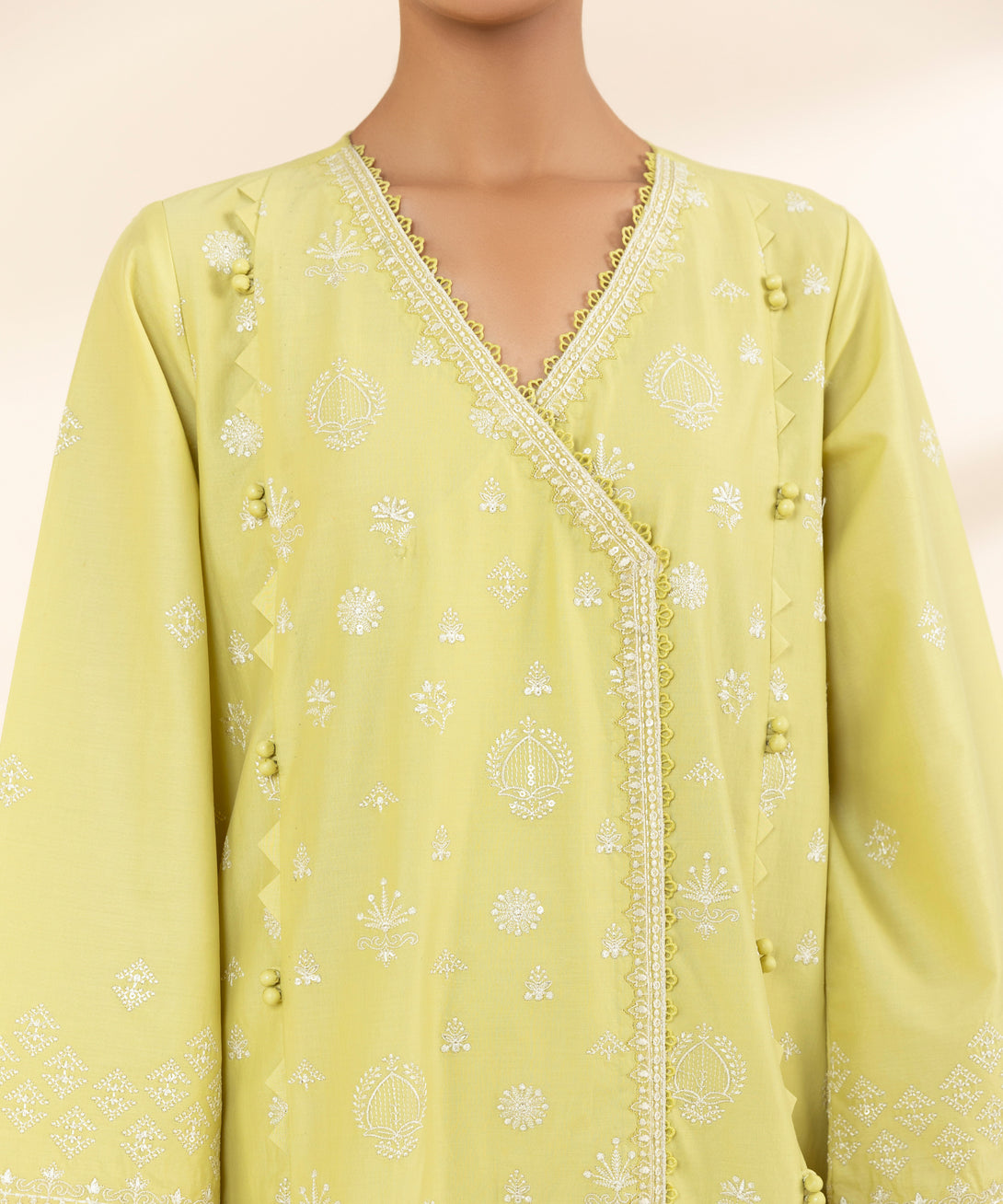 Women's Unstitched Lawn Embroidered Yellow 3 Piece Suit