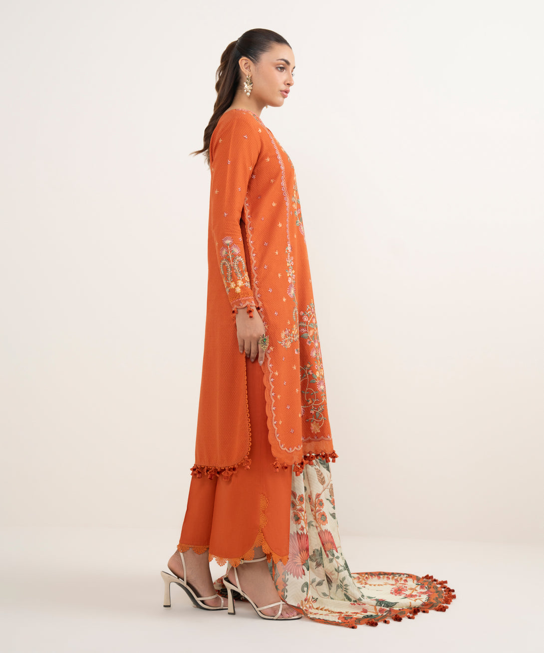 Women's Unstitched Dobby Dyed Three Piece Suit