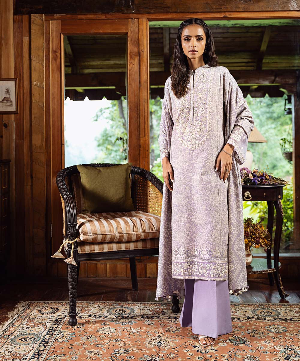 3 Piece - Embroidered Khaddar Suit