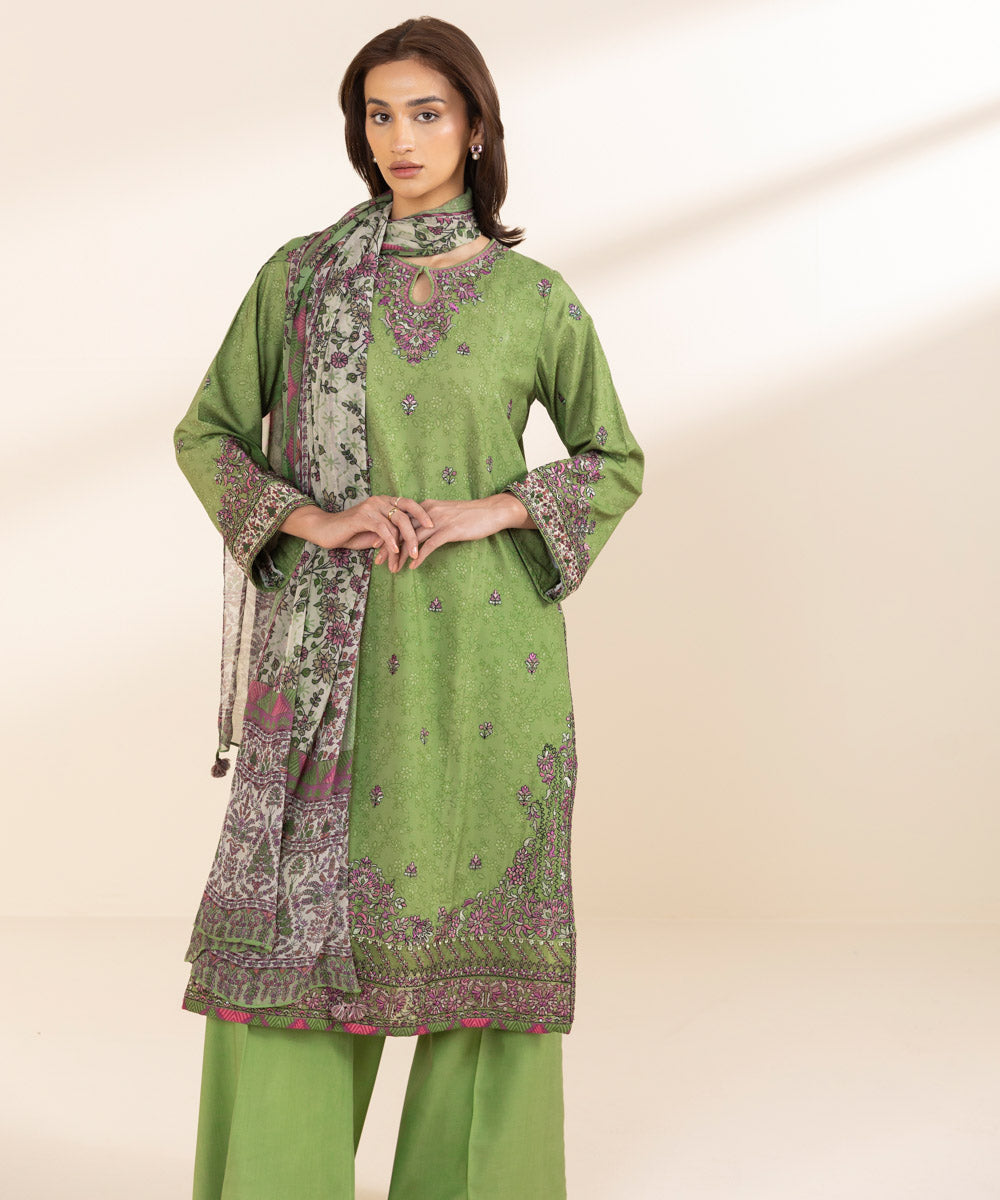 3 Piece - Embroidered Jacquard Suit