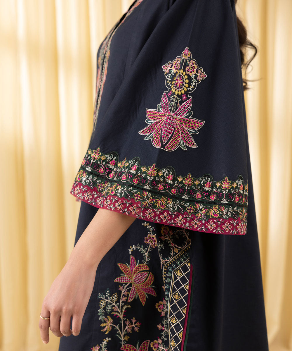 Unstitched Women's Black Textured Lawn 3 Piece Suit