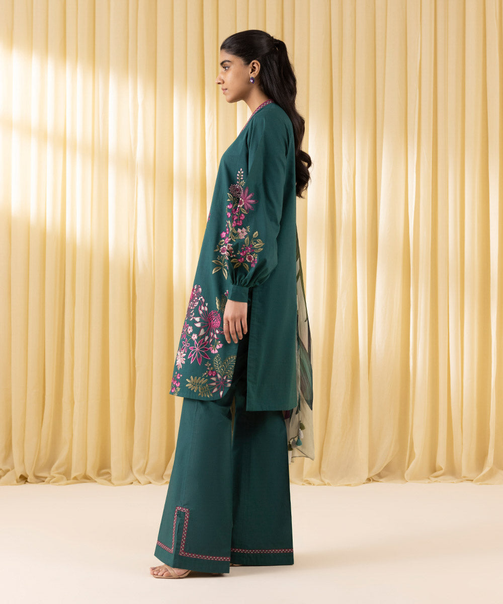 Unstitched Women's Green Cross Hatch 3 Piece Suit