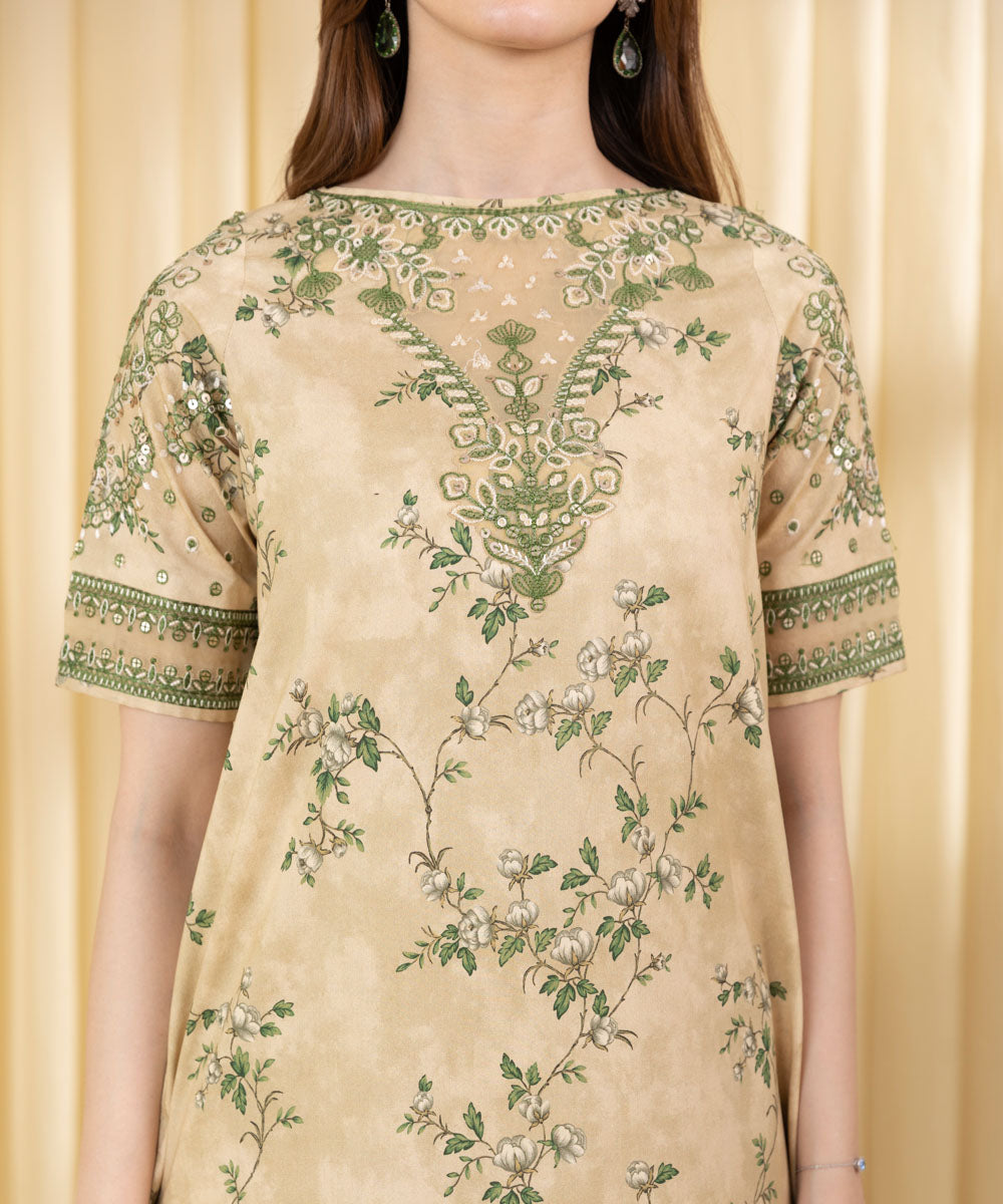 Unstitched Women's Beige Lawn 3 Piece Suit
